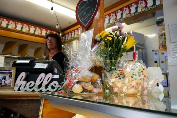 The display case and counter inside Buono’s