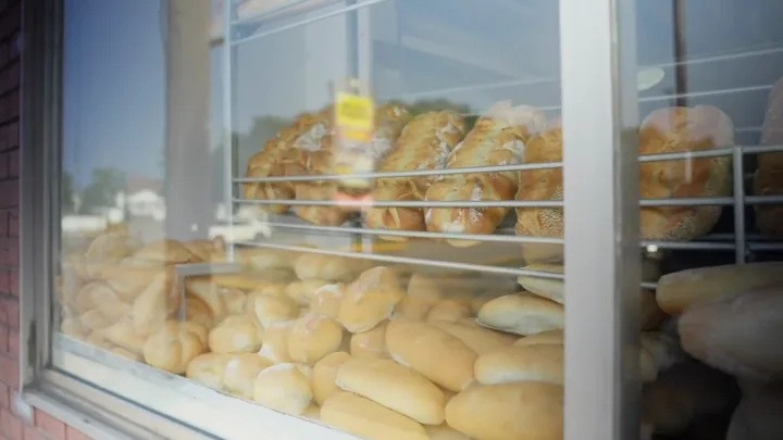 Everyday loaves and rolls in the bakery window